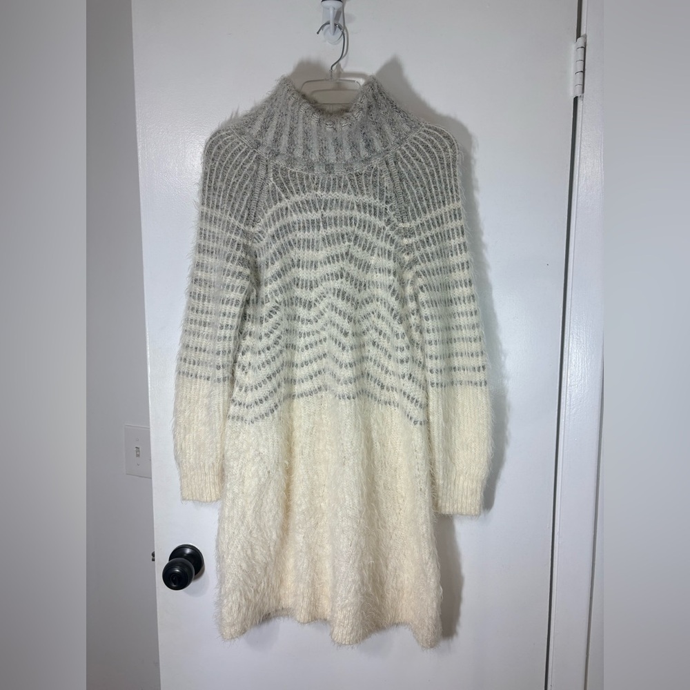 Anthropologie Sleeping on Snow Wool Alpaca Blend Shelby Eyelash Sweater Dress M - Picture 2 of 12